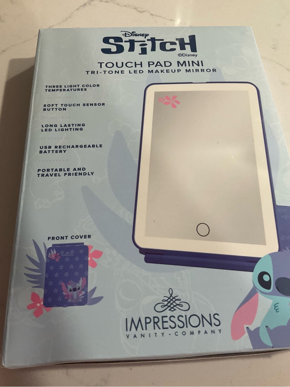 Impressions Disney Stitch Touch Pad Mini LED Makeup Mirror New